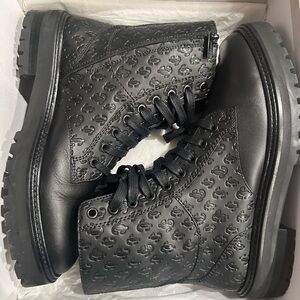 $475! Jimmy Choo Cora Embossed Leather Combat Boots Women size 41/11